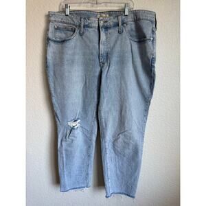 Madewell Women Jean 18W Blue Perfect Vintage Crop Rips Frayed